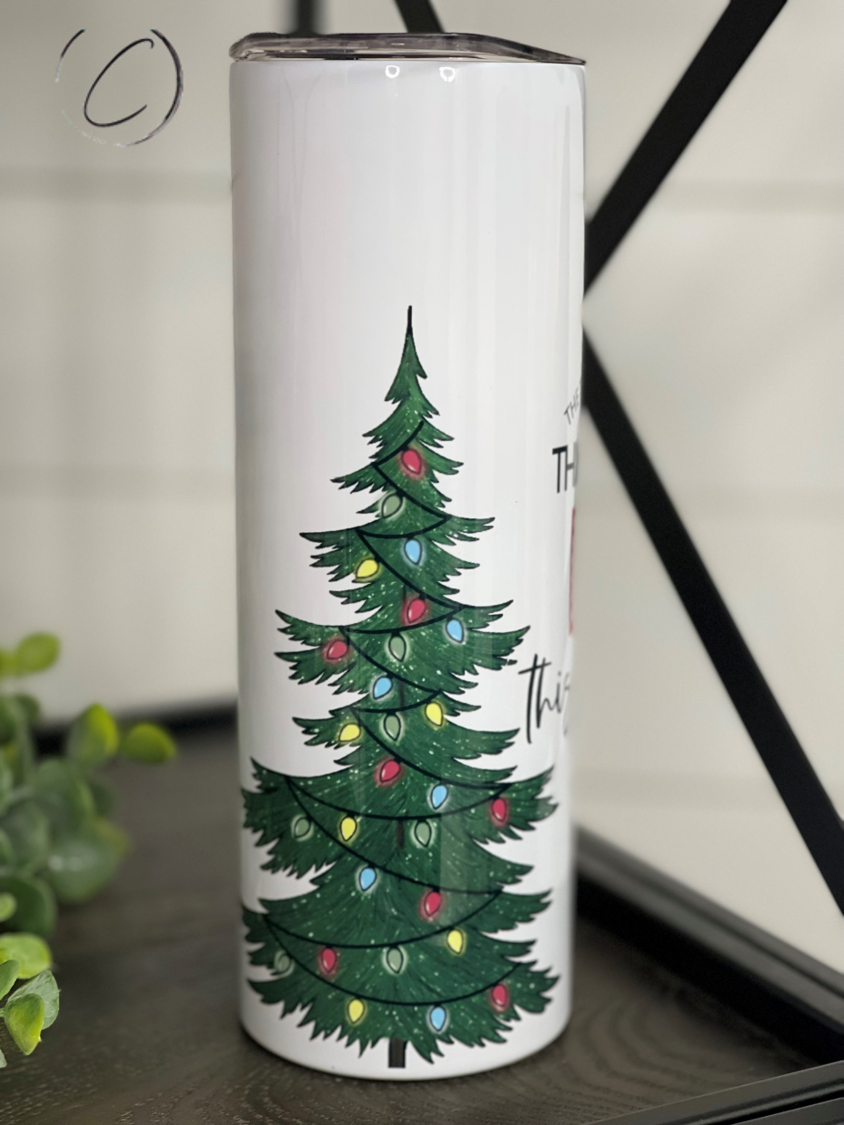 Gettin' Lit 20oz Skinny Tumbler with a stylish design, perfect for hot and cold beverages, featuring a reusable straw.