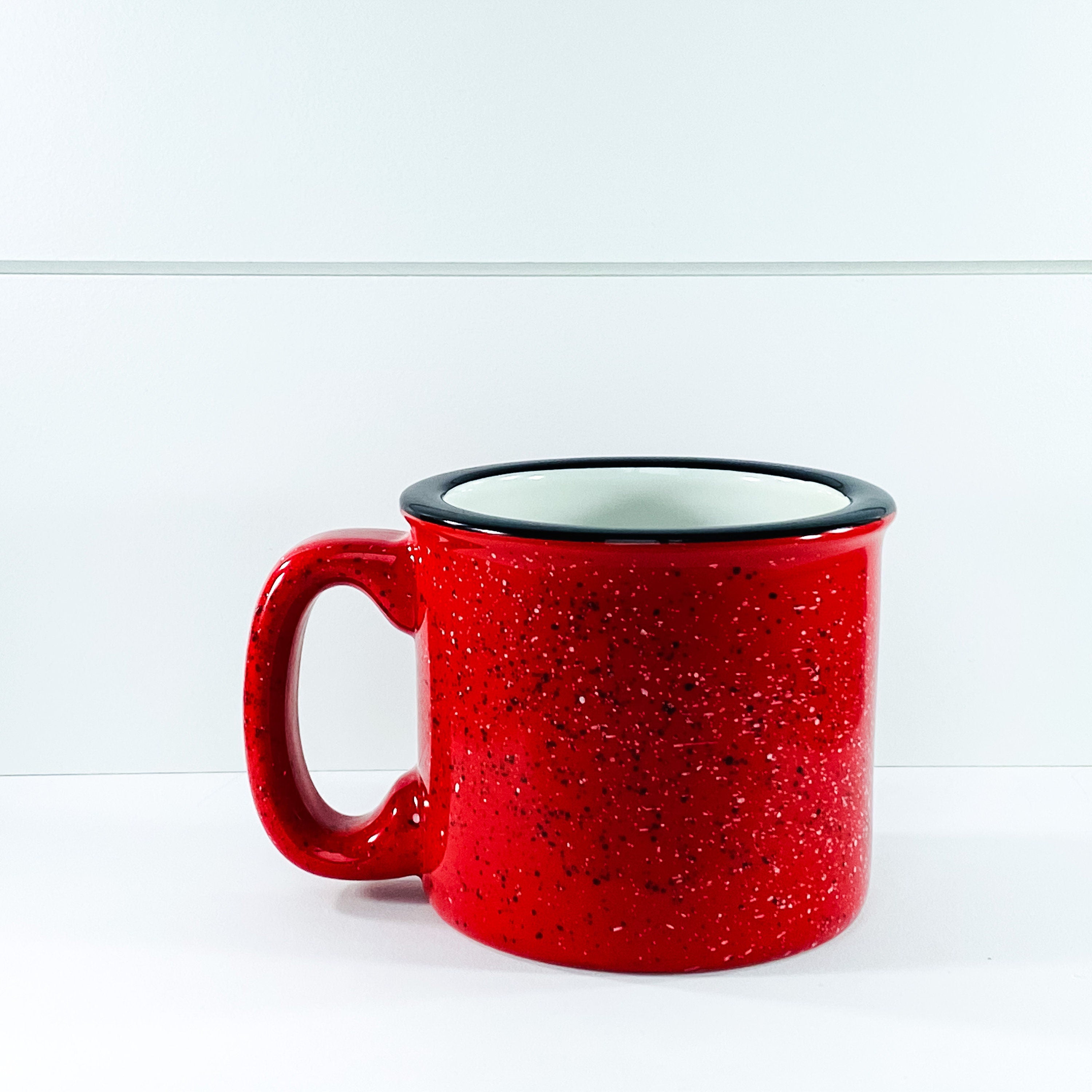 Happy Glamper Campfire Mug with outdoor vinyl design, perfect for camping and outdoor use.