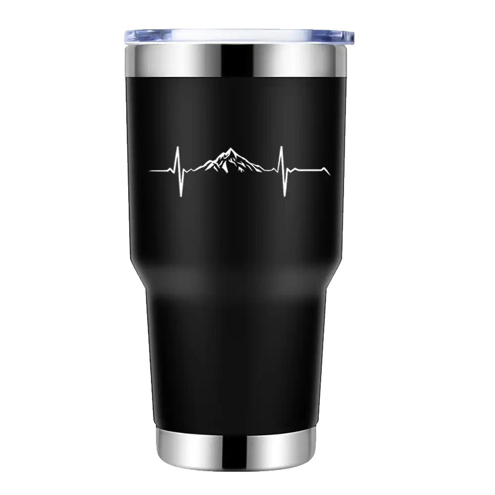 Heartbeat V1 30oz Insulated Vacuum Sealed Tumbler in a stylish design, showcasing its double-walled construction and splash-proof lid.