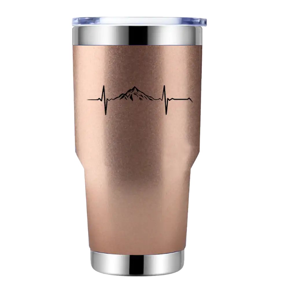 Heartbeat V1 30oz Insulated Vacuum Sealed Tumbler in a stylish design, showcasing its double-walled construction and splash-proof lid.