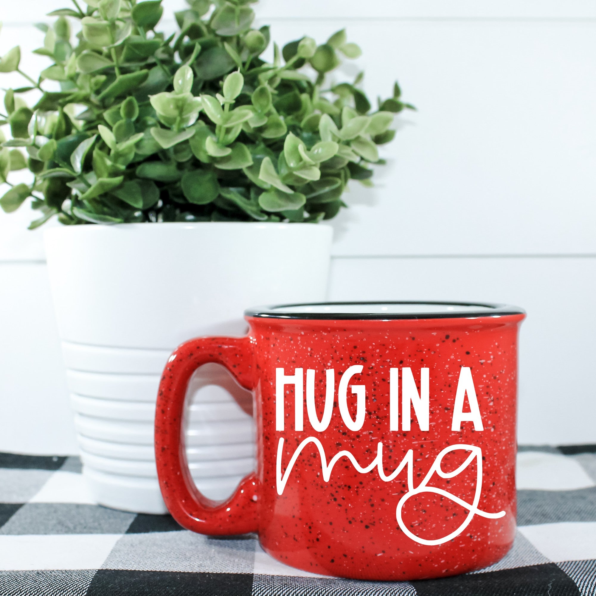 Hug In A Mug Campfire Mug, a 15 oz ceramic mug with a unique vinyl design, perfect for cozy beverages.