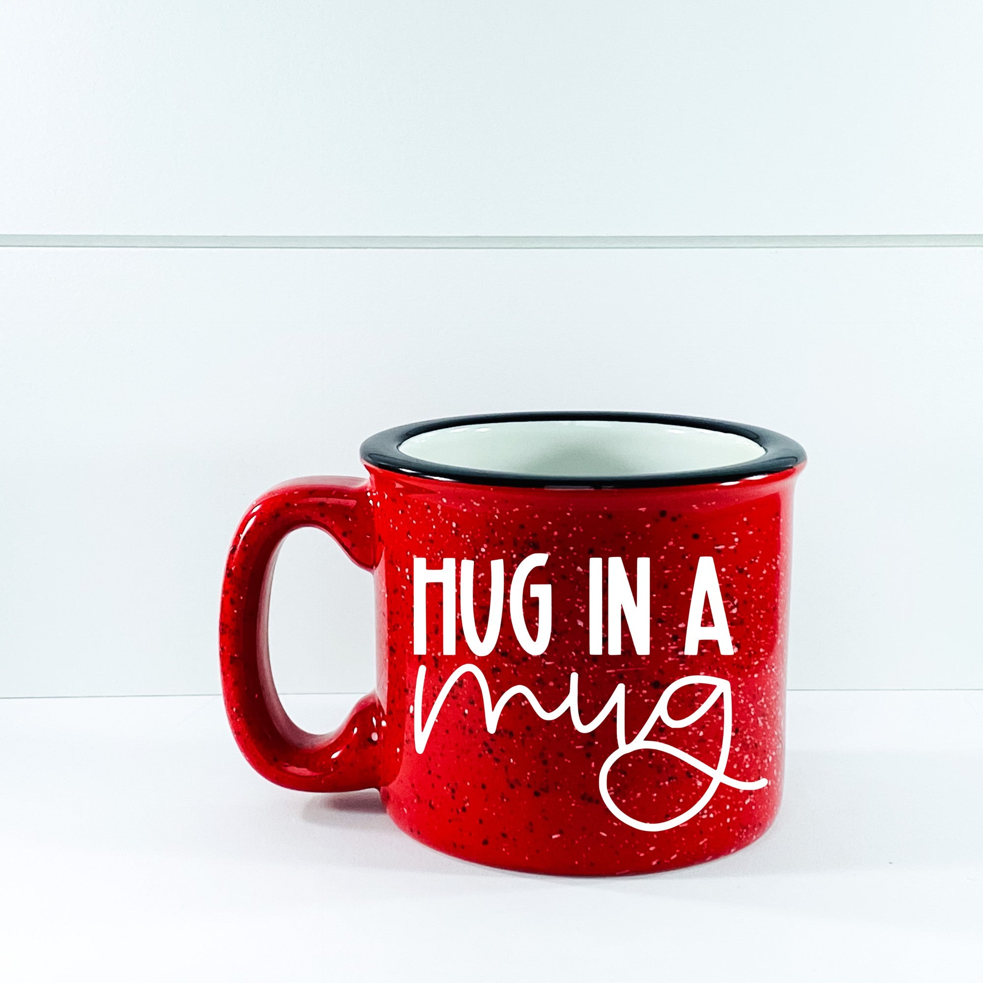 Hug In A Mug Campfire Mug, a 15 oz ceramic mug with a unique vinyl design, perfect for cozy beverages.