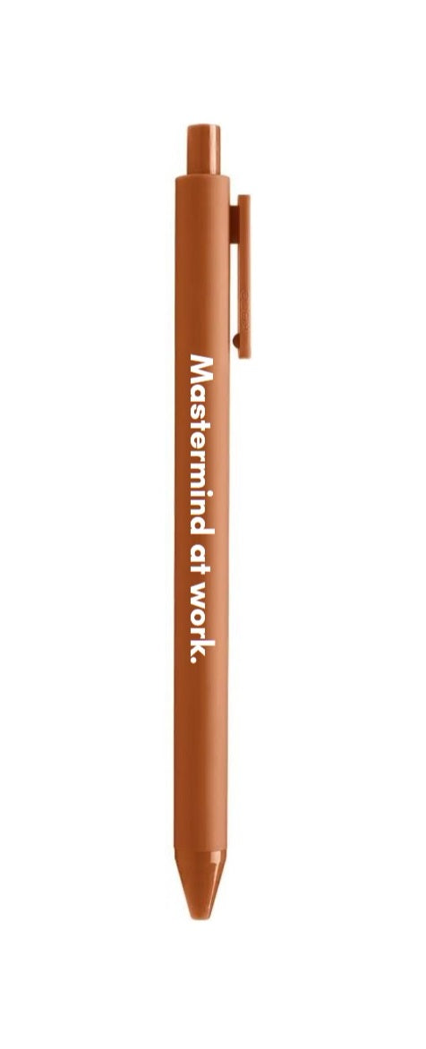 Mastermind At Work Gel Click Pen in caramel color with a smooth matte barrel, perfect for stylish writing.