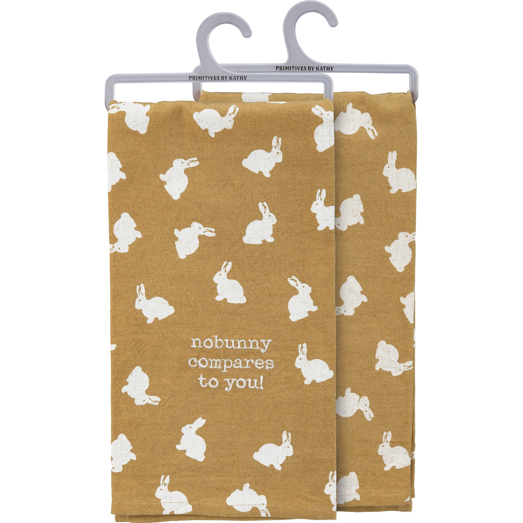 Nobunny Compares To You Dish Cloth Towel featuring a bunny pattern and embroidered text, made from cotton linen blend.