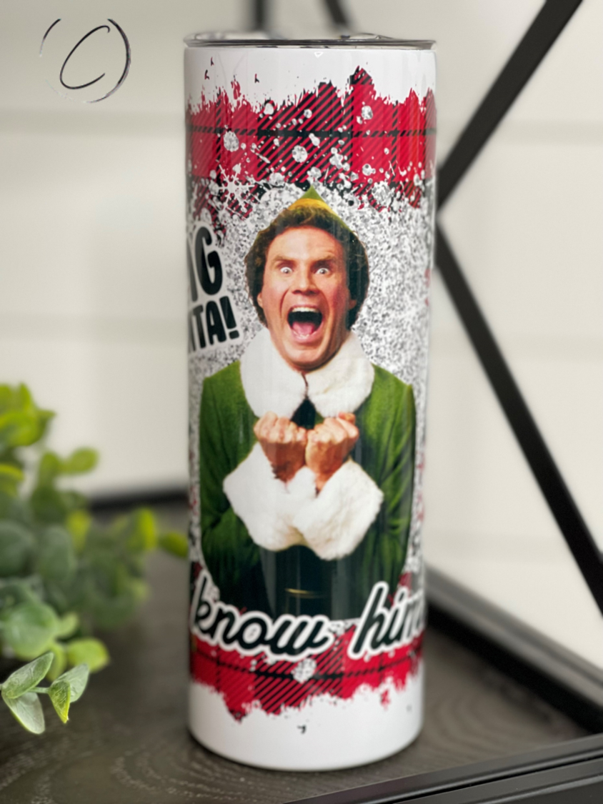 OMG Santa! 20oz Skinny Tumbler featuring a festive design, perfect for holiday drinks.