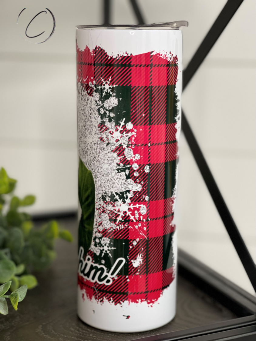 OMG Santa! 20oz Skinny Tumbler featuring a festive design, perfect for holiday drinks.