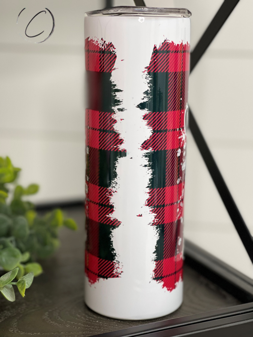 OMG Santa! 20oz Skinny Tumbler featuring a festive design, perfect for holiday drinks.