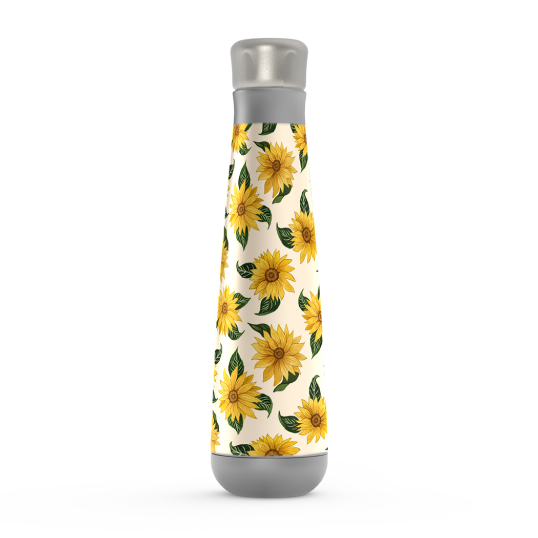 Stylish Summer Sunflower Peristyle Water Bottle made of stainless steel with a vibrant sunflower design.