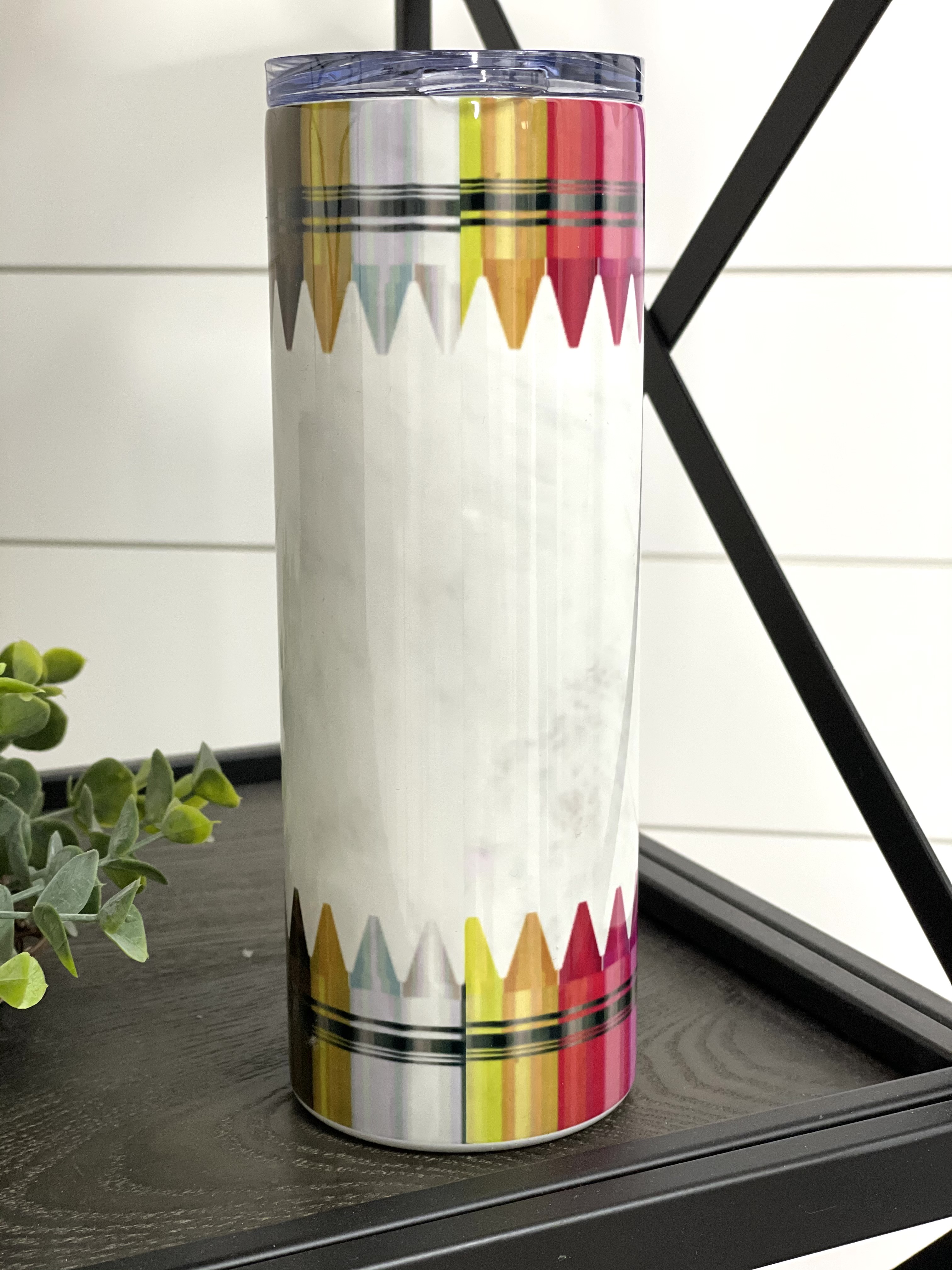 Teaching Teachers 20oz Skinny Tumbler with vibrant full wrap design, includes reusable straw, perfect for educators.