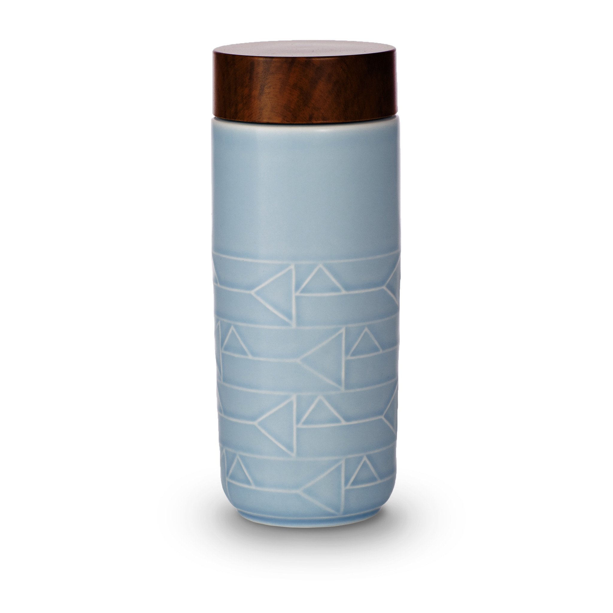 The Alchemical Signs Tumbler featuring vibrant geometric patterns inspired by ancient alchemical symbols, crafted from ceramics with a stylish lid.