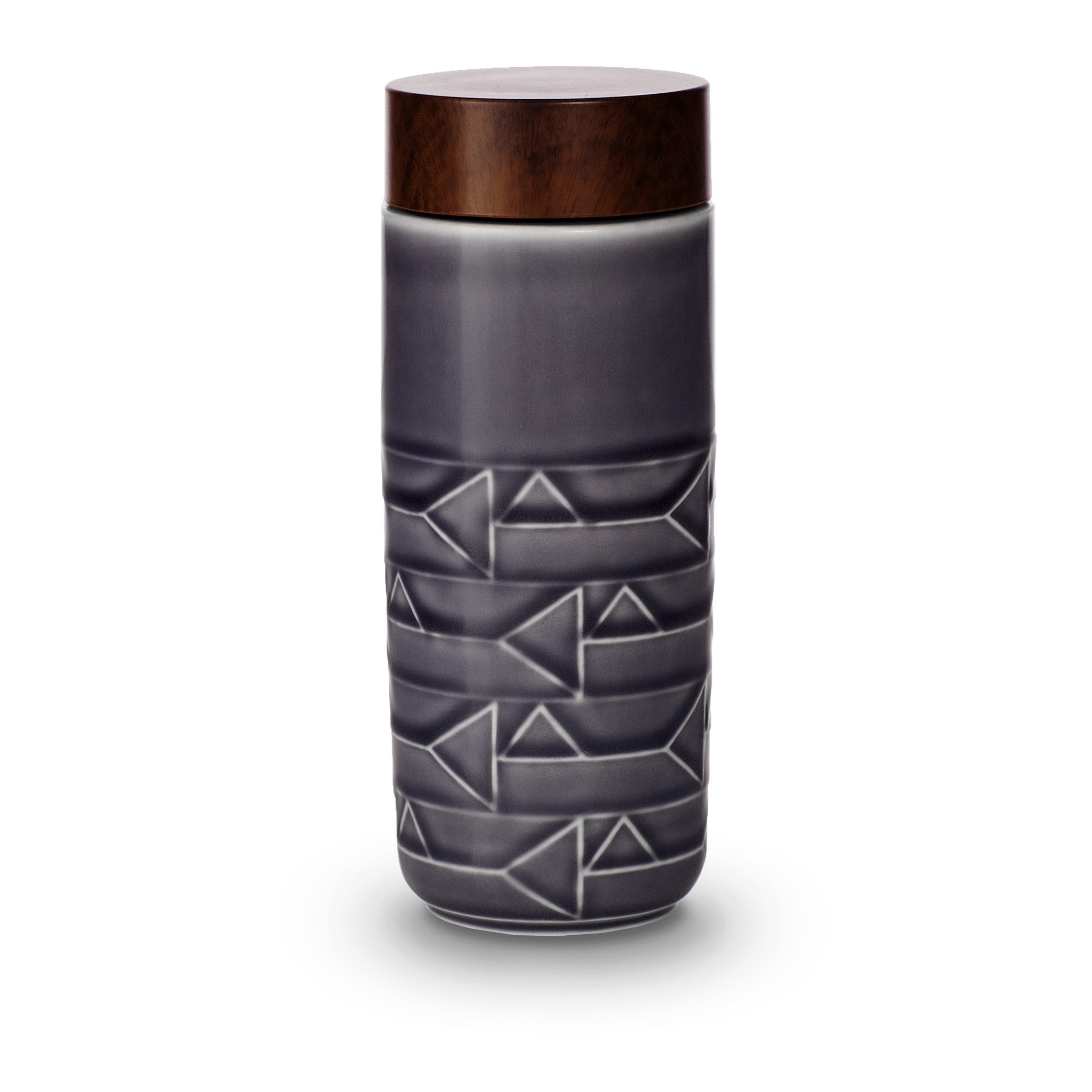 The Alchemical Signs Tumbler featuring vibrant geometric patterns inspired by ancient alchemical symbols, crafted from ceramics with a stylish lid.