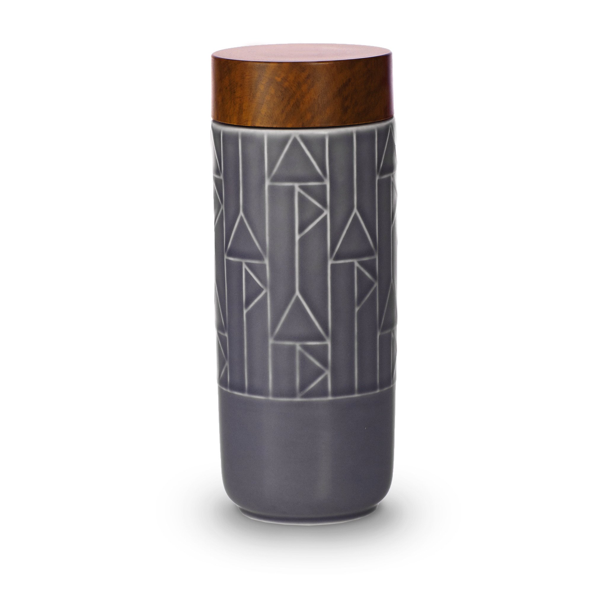 The Alchemical Signs Tumbler featuring vibrant geometric patterns inspired by ancient alchemical symbols, crafted from ceramics with a stylish lid.