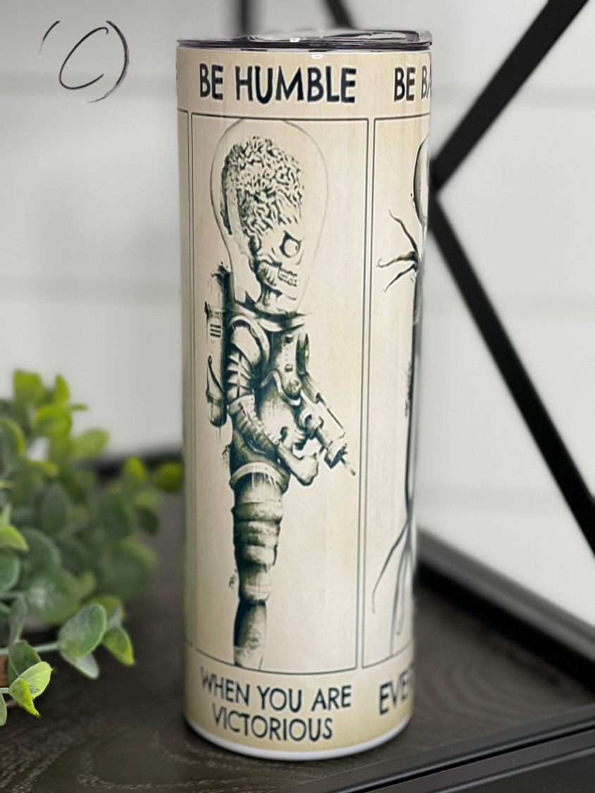 Tim Burton Creations 20oz Skinny Tumbler featuring unique artwork, reusable straw, and durable design.