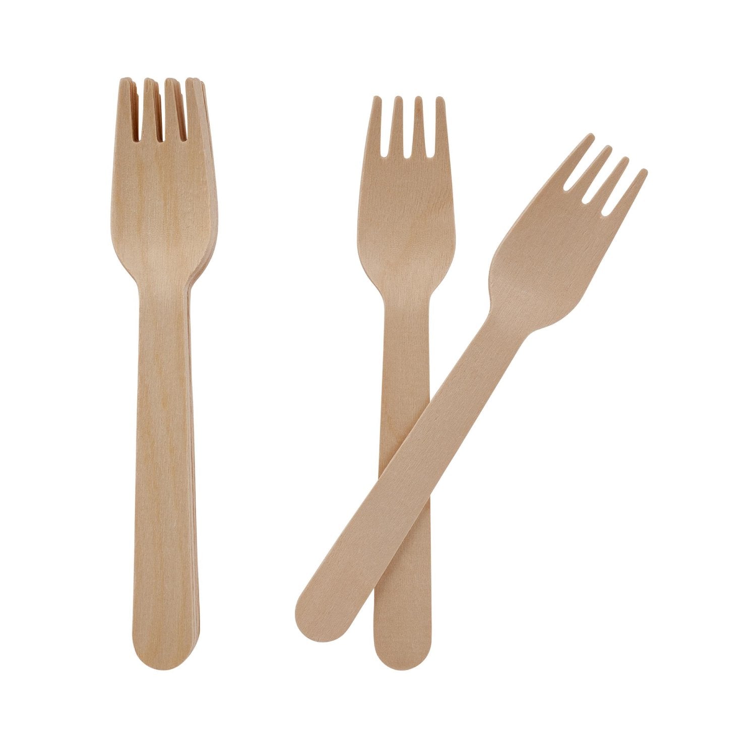 A 16cm wooden fork made from birch wood, showcasing its eco-friendly design and sturdy construction.