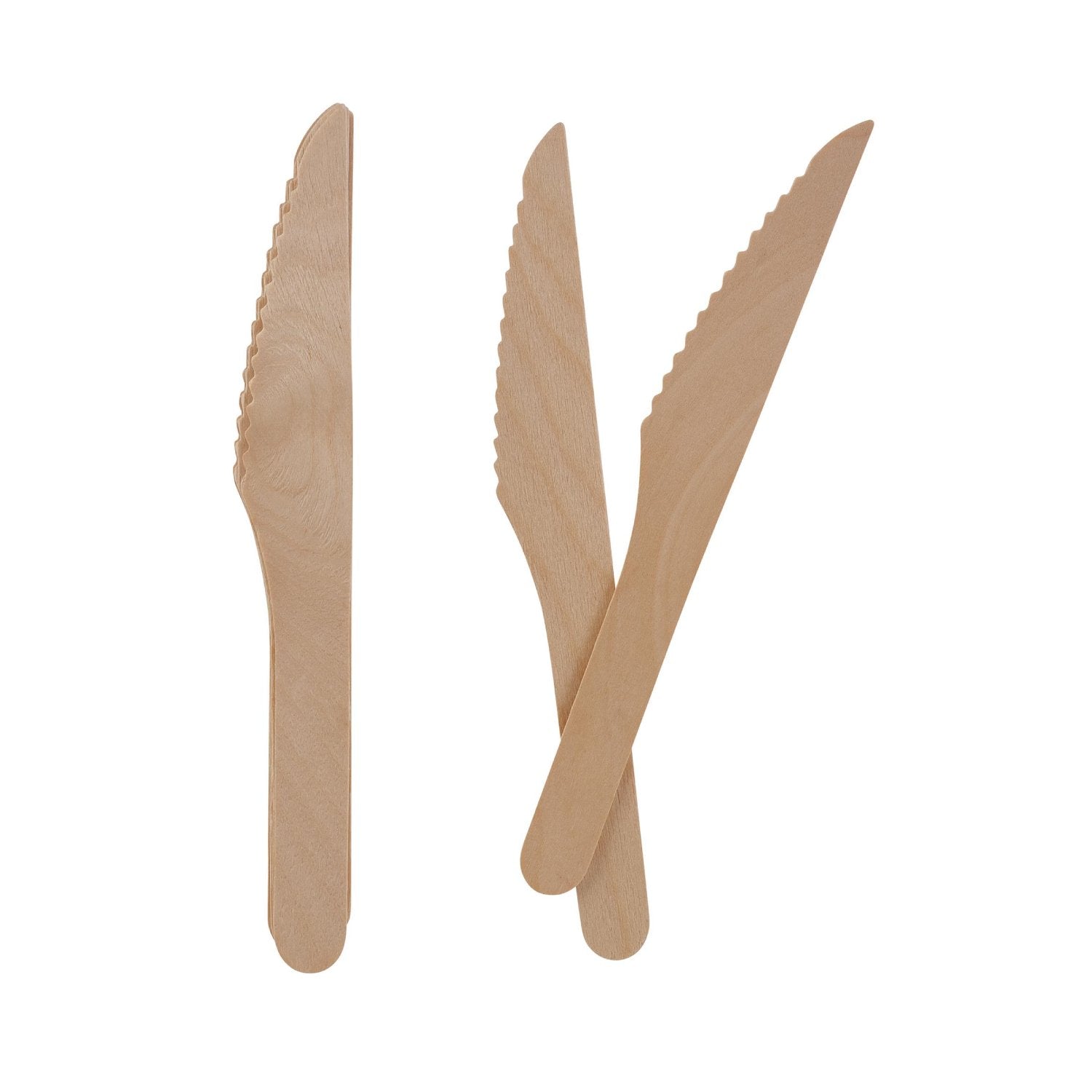 A 16cm wooden knife made from birch wood, showcasing its eco-friendly design and sturdy construction.