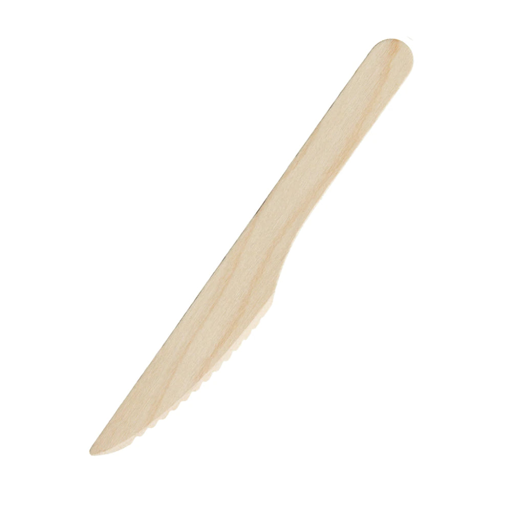 A 16cm wooden knife made from birch wood, showcasing its eco-friendly design and sturdy construction.