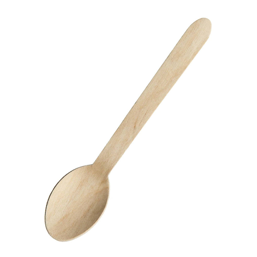 A 16cm wooden spoon made from birch wood, showcasing its smooth finish and sturdy design, ideal for cooking and serving.