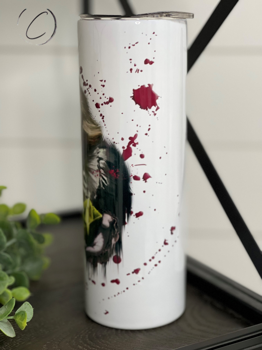 You'll Float Too 20oz Skinny Tumbler with a unique design, featuring a reusable straw and a durable finish.