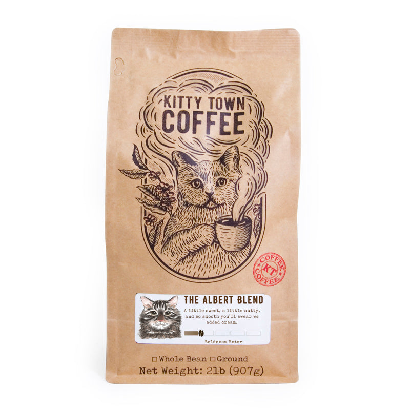 A bag of Albert Super Smooth Breakfast Blend coffee featuring a rich, nutty, and sweet flavor profile, perfect for a smooth coffee experience.