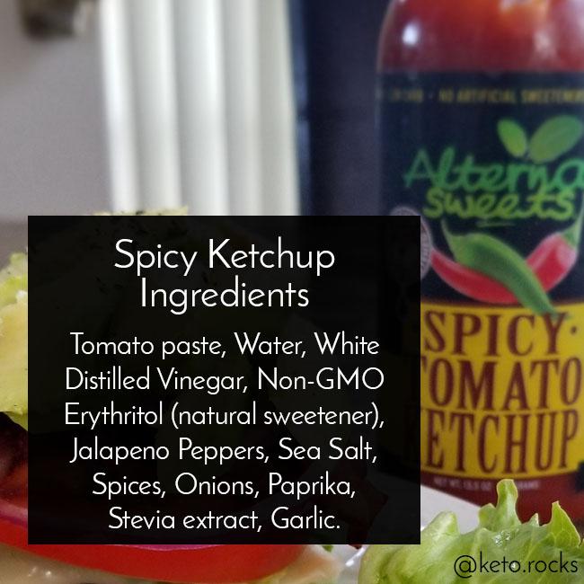 Bottle of AlternaSweets Low Carb Spicy Ketchup with a vibrant label showcasing its spicy flavor.