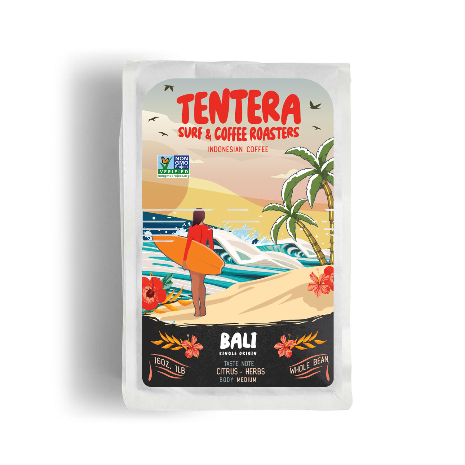 BALI Kintamani coffee beans showcasing medium-dark roast with citrus and herbal notes, sourced from Bali, Indonesia.