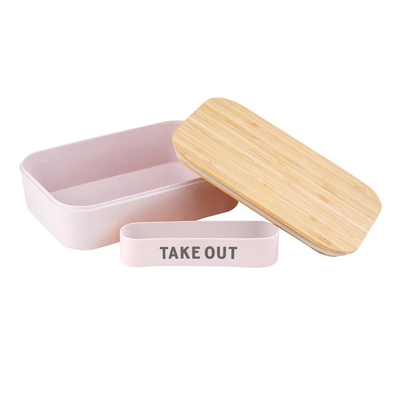 Three eco-friendly bamboo lunch boxes in pastel blue, vivid yellow, and blush pink, stacked together with bamboo wood lids.