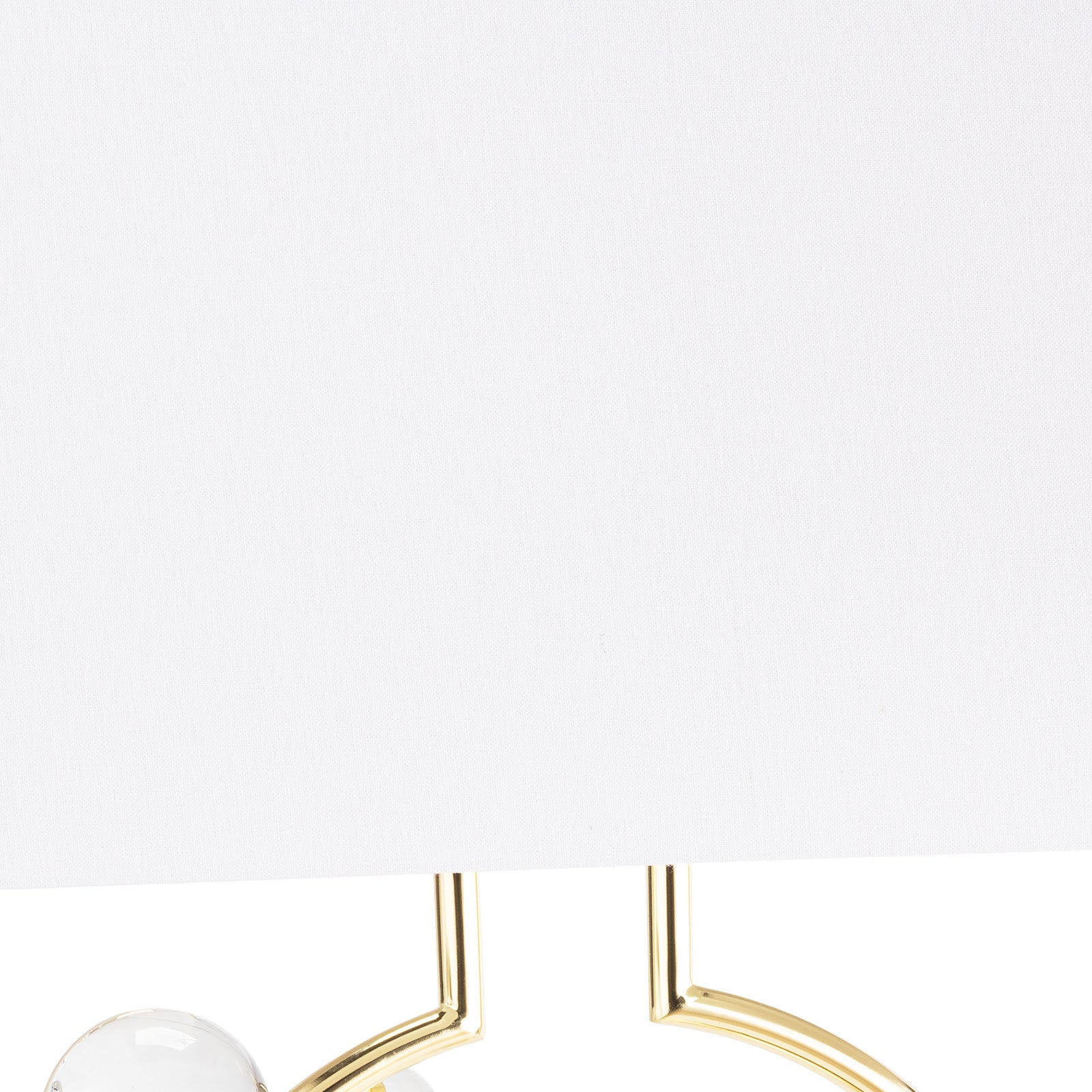 Bijou Ring Table Lamp featuring a classic hoop design with crystal spheres and a natural linen shade.