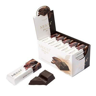 Bistro's Premium Chocolate Bars, 25 count pack featuring rich milk and dark chocolate bars, individually wrapped for freshness.