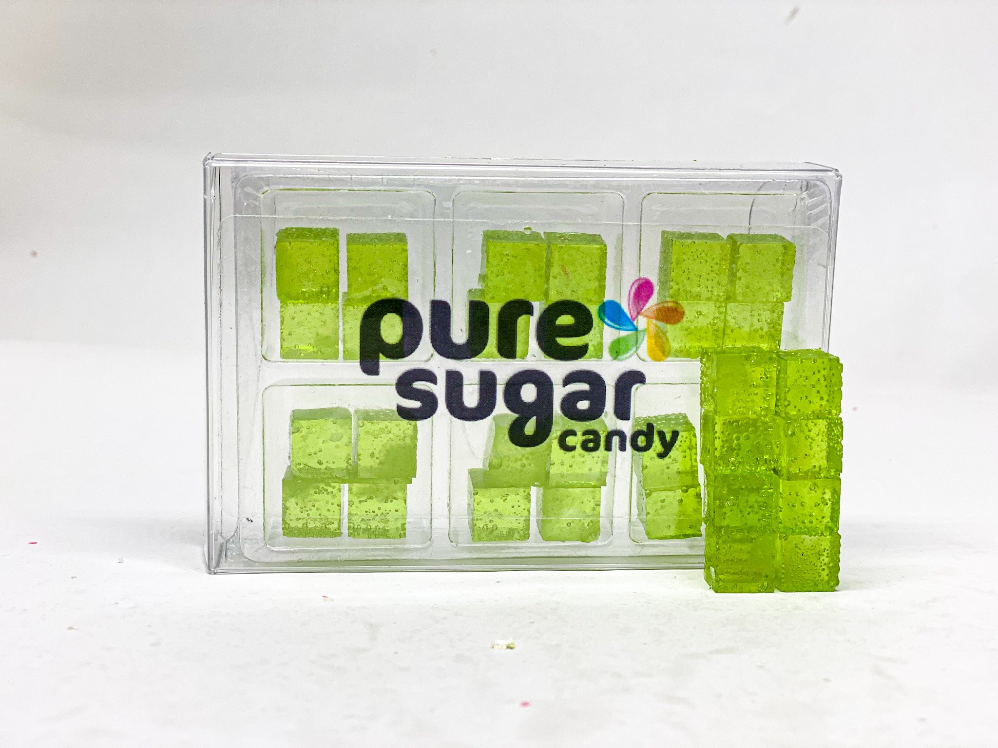 A tray of Pear Candy Cubes showcasing their vibrant color and delicious pear flavor.