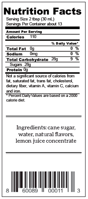 A bottle of Cherry Bomb Syrup featuring a rich blend of cherry, coffee, and cacao, with a vibrant label showcasing its all-natural ingredients.