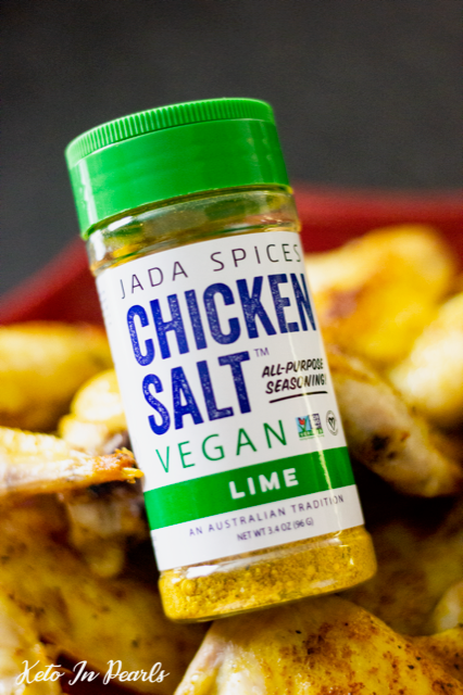 A jar of Chicken Salt Lime Flavor seasoning with a vibrant label showcasing its citrusy ingredients.