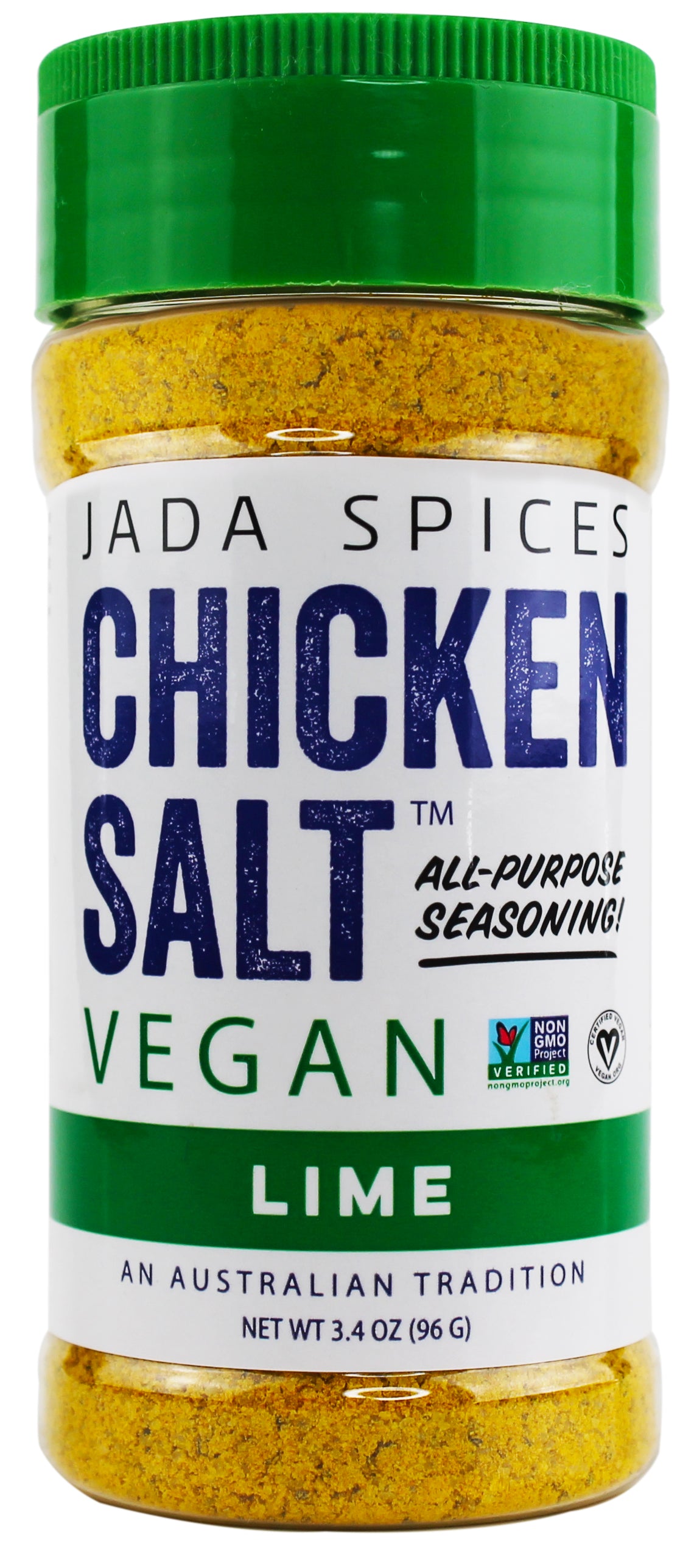 A jar of Chicken Salt Lime Flavor seasoning with a vibrant label showcasing its citrusy ingredients.