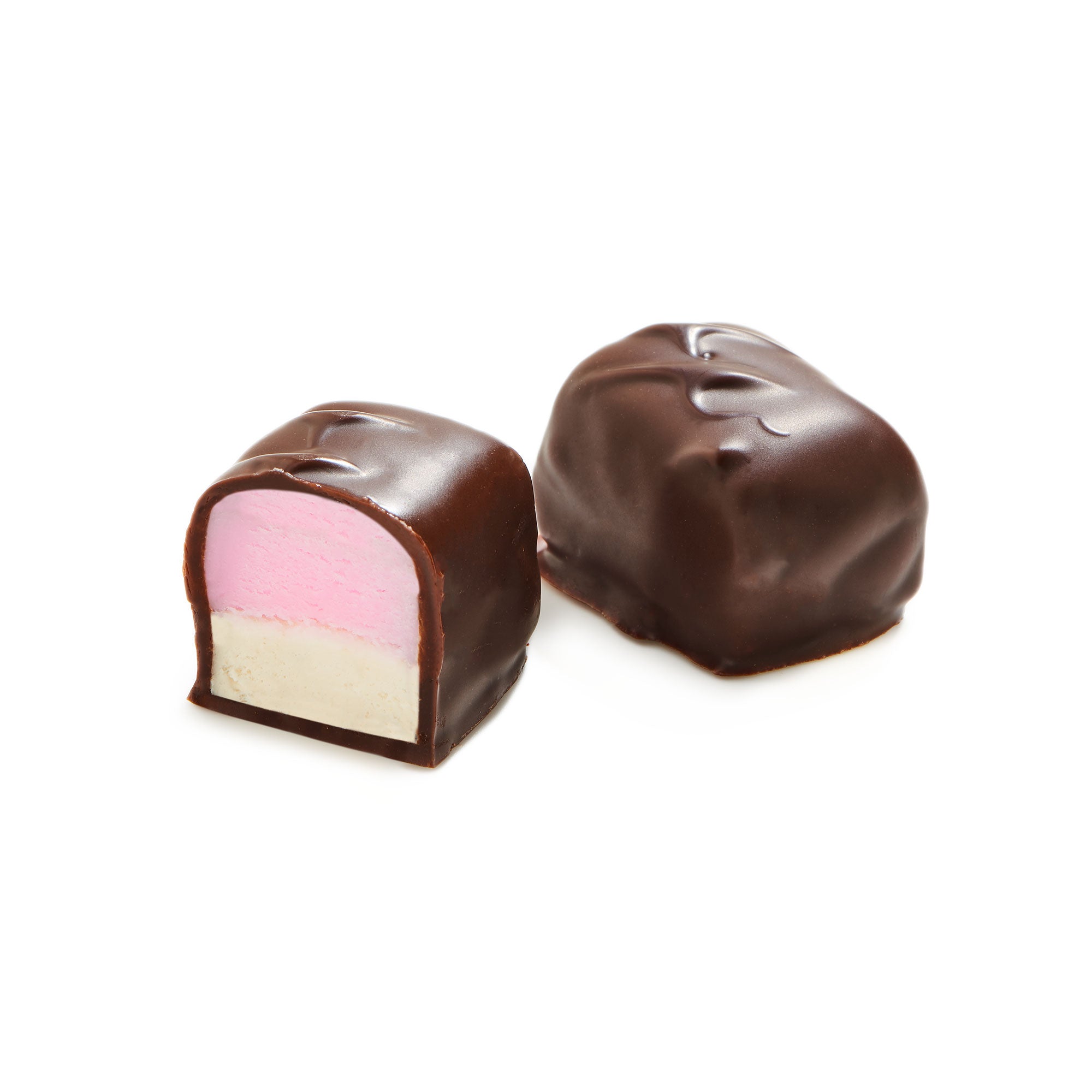 A 1-pound package of Chocolate Cream Nougat, showcasing its rich chocolate coating and soft nougat texture, perfect for gifting or personal enjoyment.