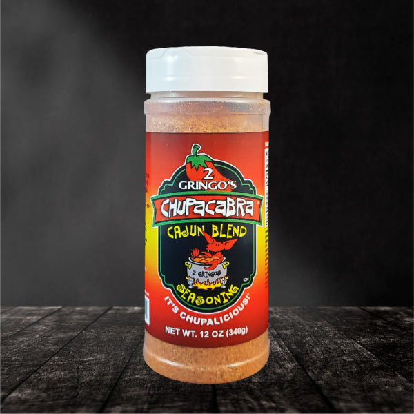 Chupacabra Cajun Blend 12 oz seasoning package featuring vibrant Cajun spices.