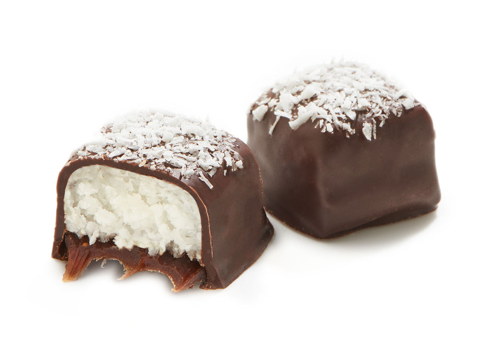 A close-up of Coconut Caramel, showcasing its rich, creamy texture and coconut flakes.