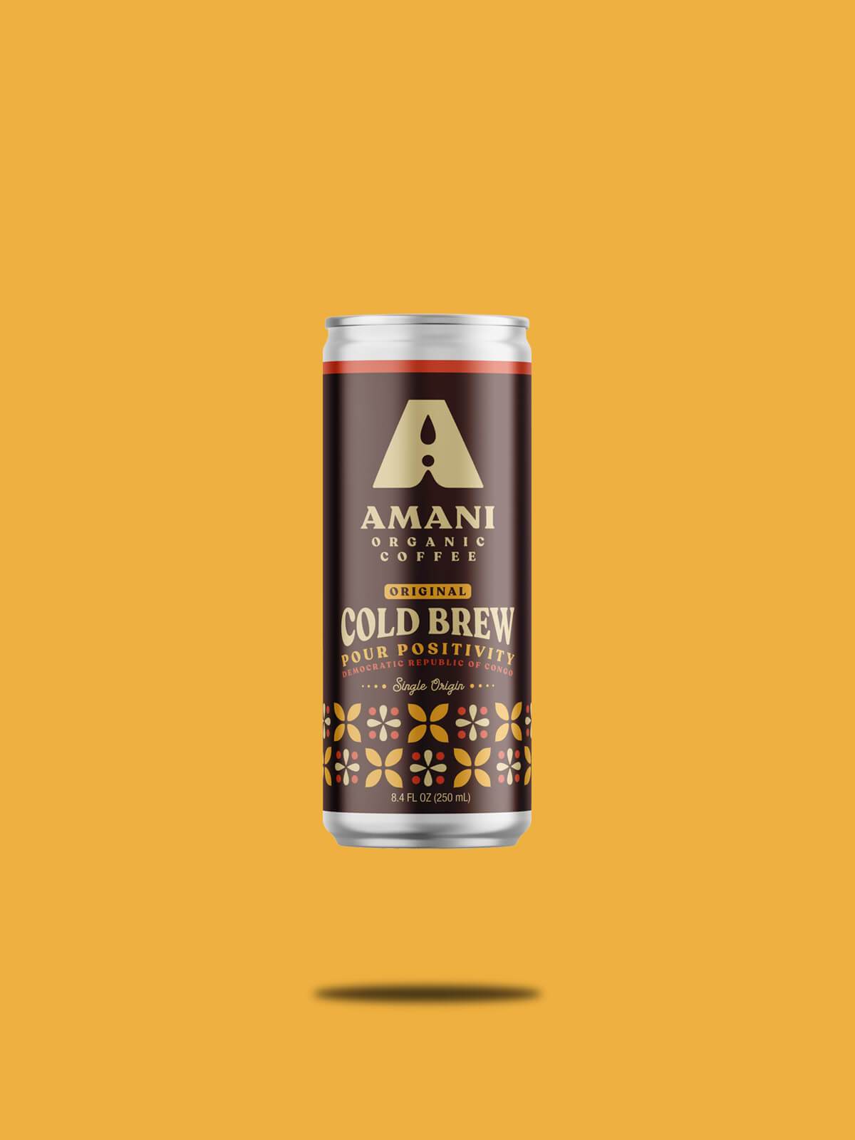 Four 8.4oz cans of Organic Cold Brew coffee featuring rich flavors from the Democratic Republic of Congo.