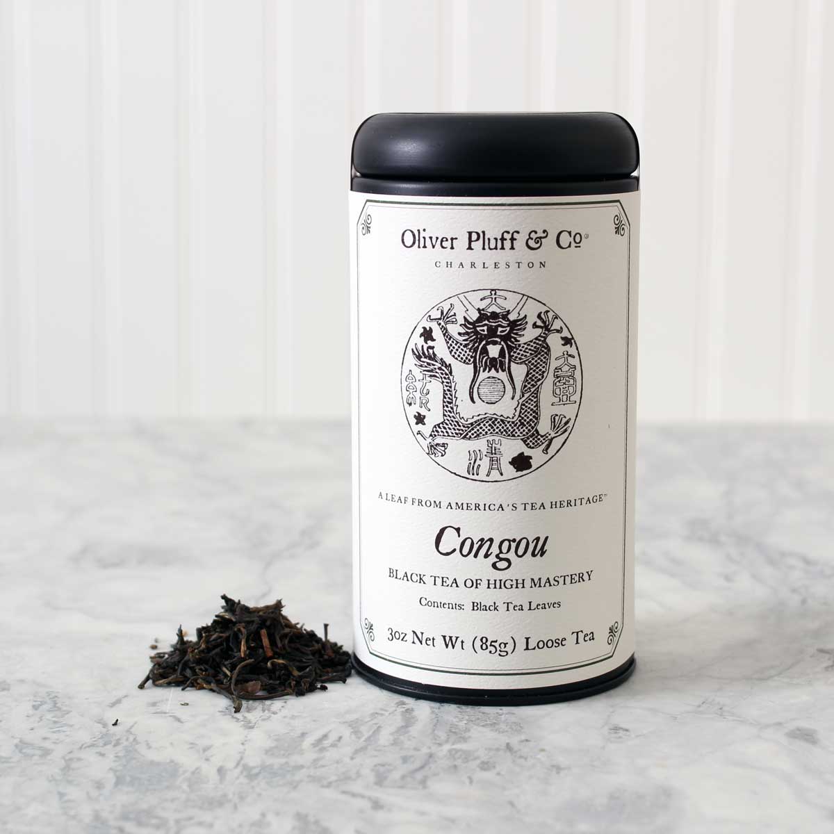 Colonial Black Tea Trio featuring three 3oz signature tins of loose black tea blends including Colonial Bohea, Congou, and East Indian tea.