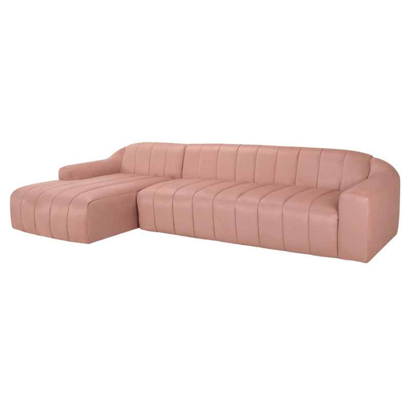 Coraline Sectional Sofa in Petal Microsuede showcasing elegant design and plush fabric.