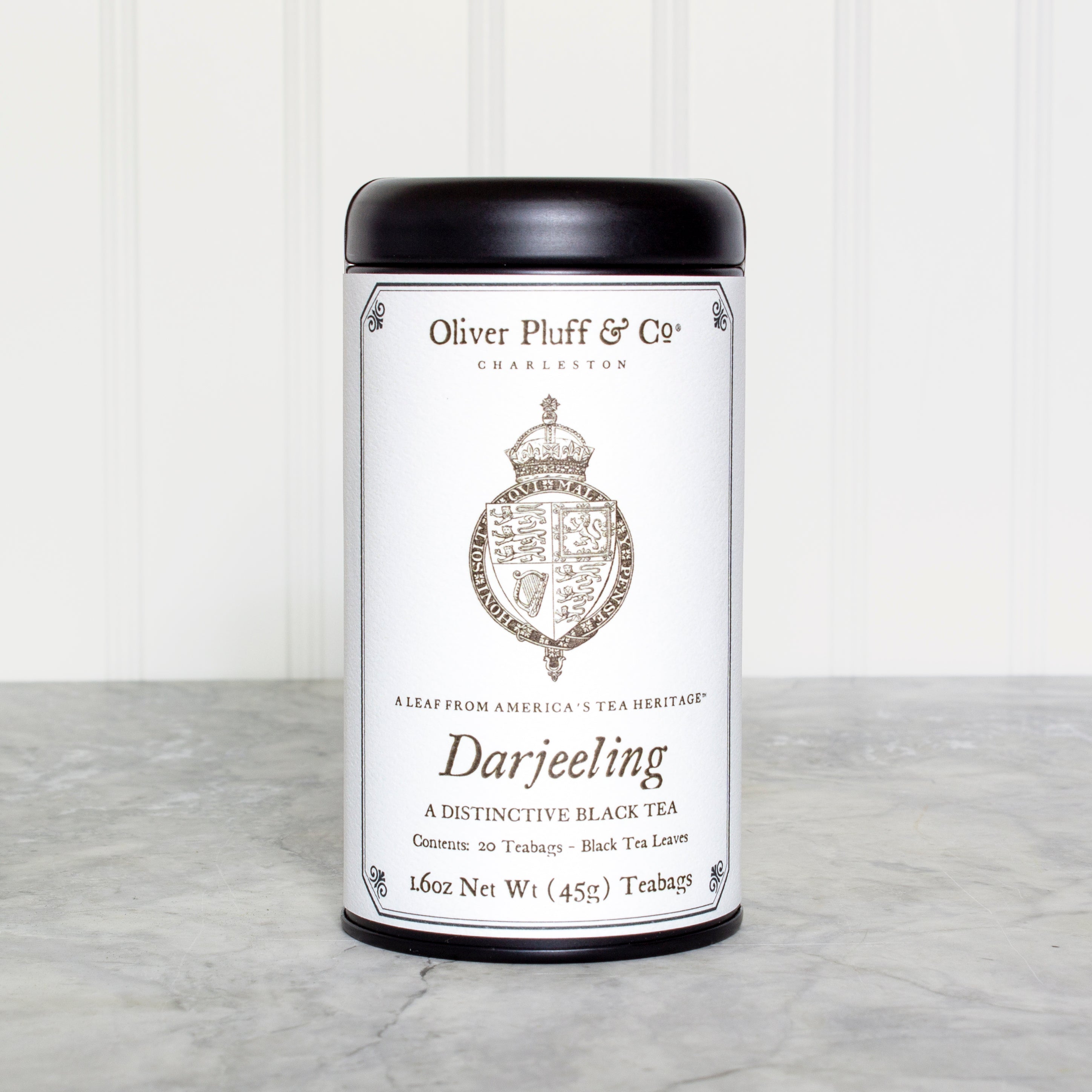 Darjeeling Teabags Tea Tin featuring 20 biodegradable teabags with floral aroma.