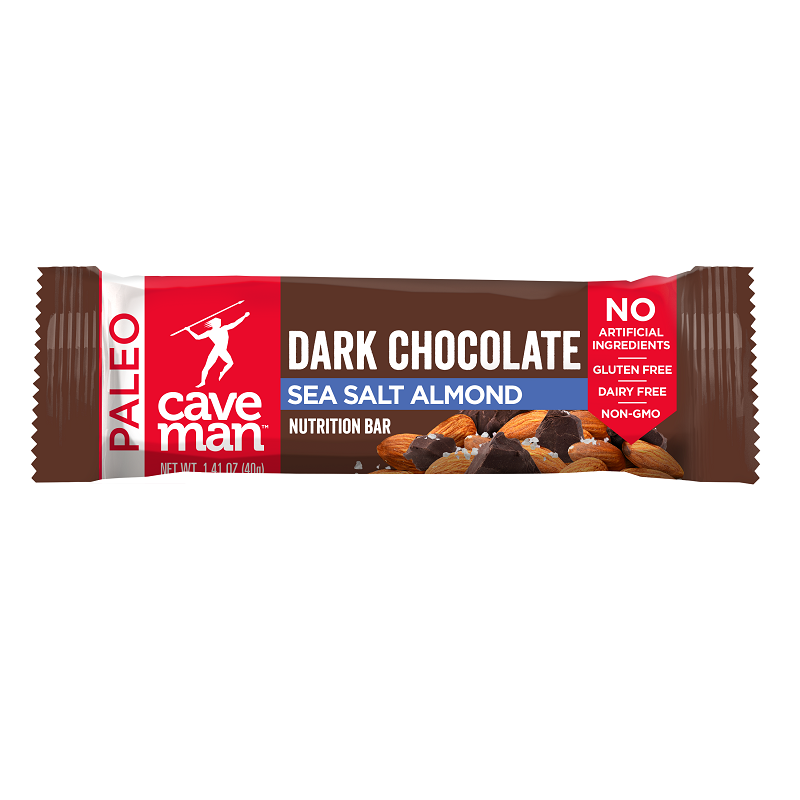 Dark Chocolate Sea Salt Almond Nutrition Bars with crunchy almonds and rich dark chocolate, individually wrapped for convenience.