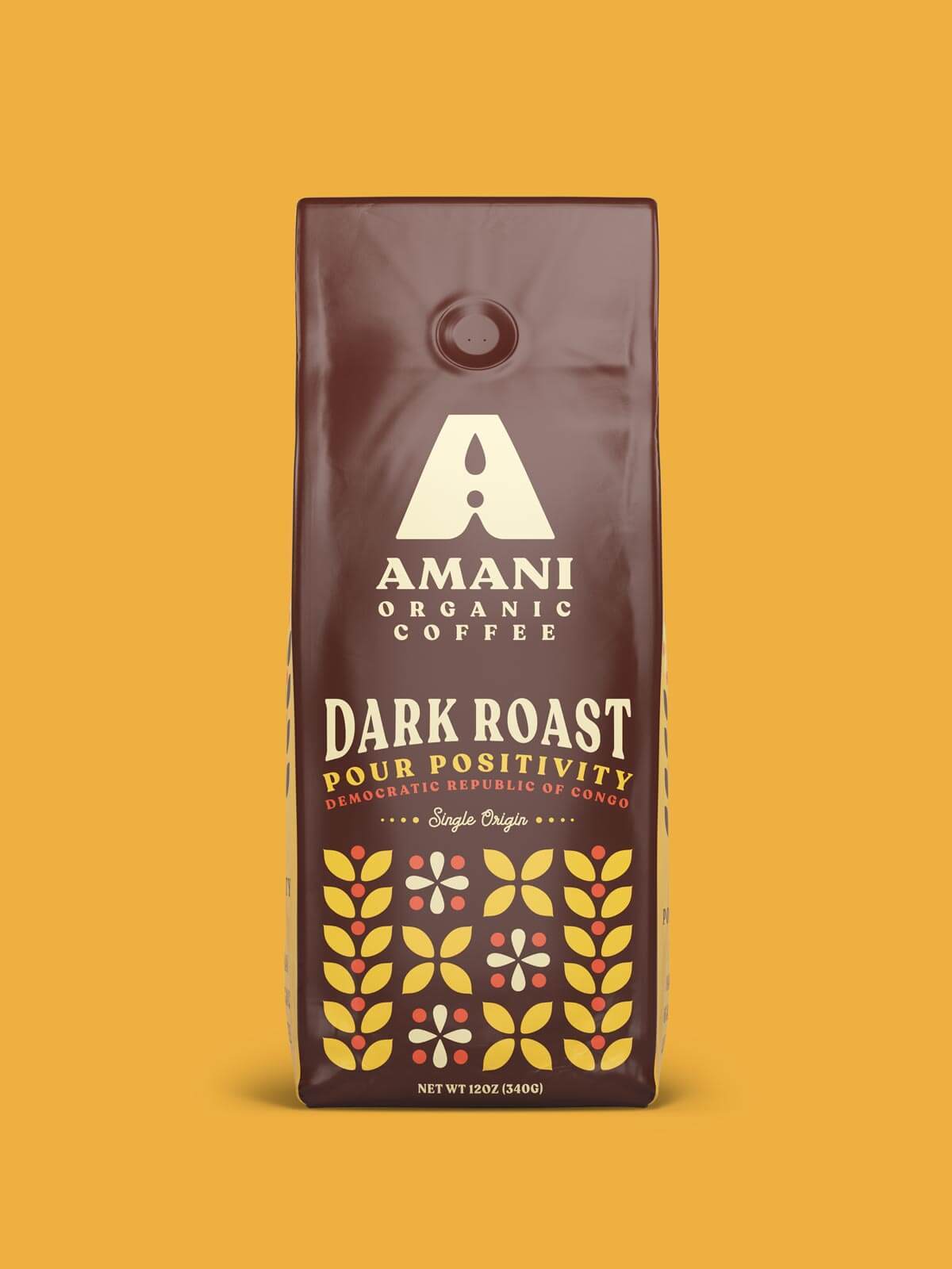 A bag of Dark Roast Single Origin Organic Coffee showcasing its rich, dark beans and vibrant packaging, highlighting its organic and single origin qualities.