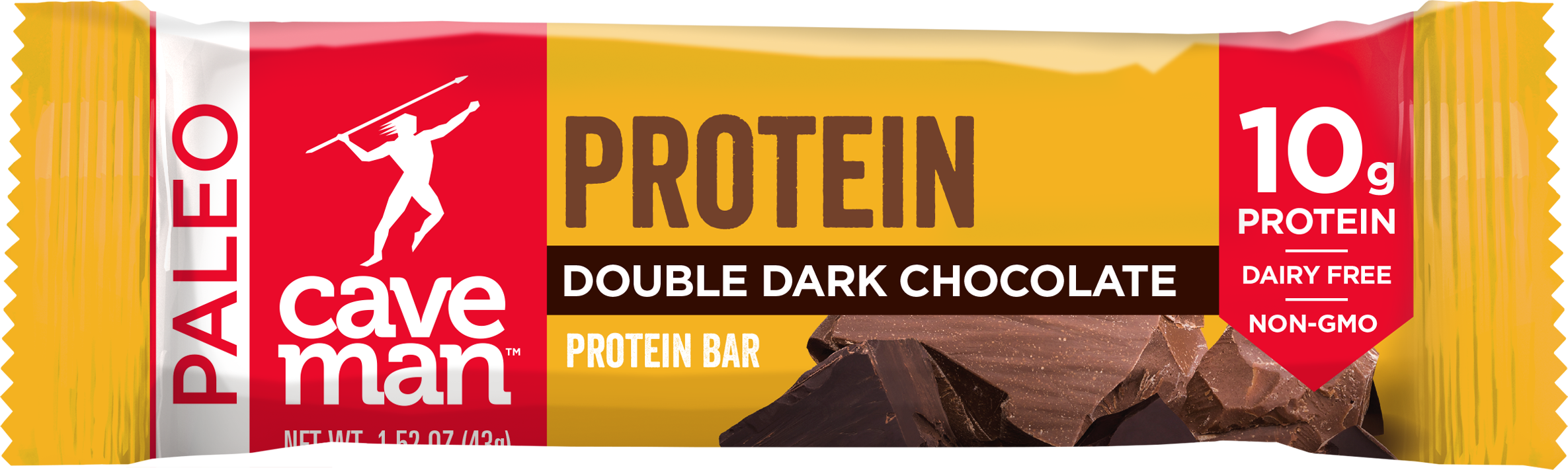 A box of Double Dark Chocolate Protein Bars featuring rich dark cocoa, almonds, and semisweet chocolate chips, showcasing their delicious and nutritious appeal.