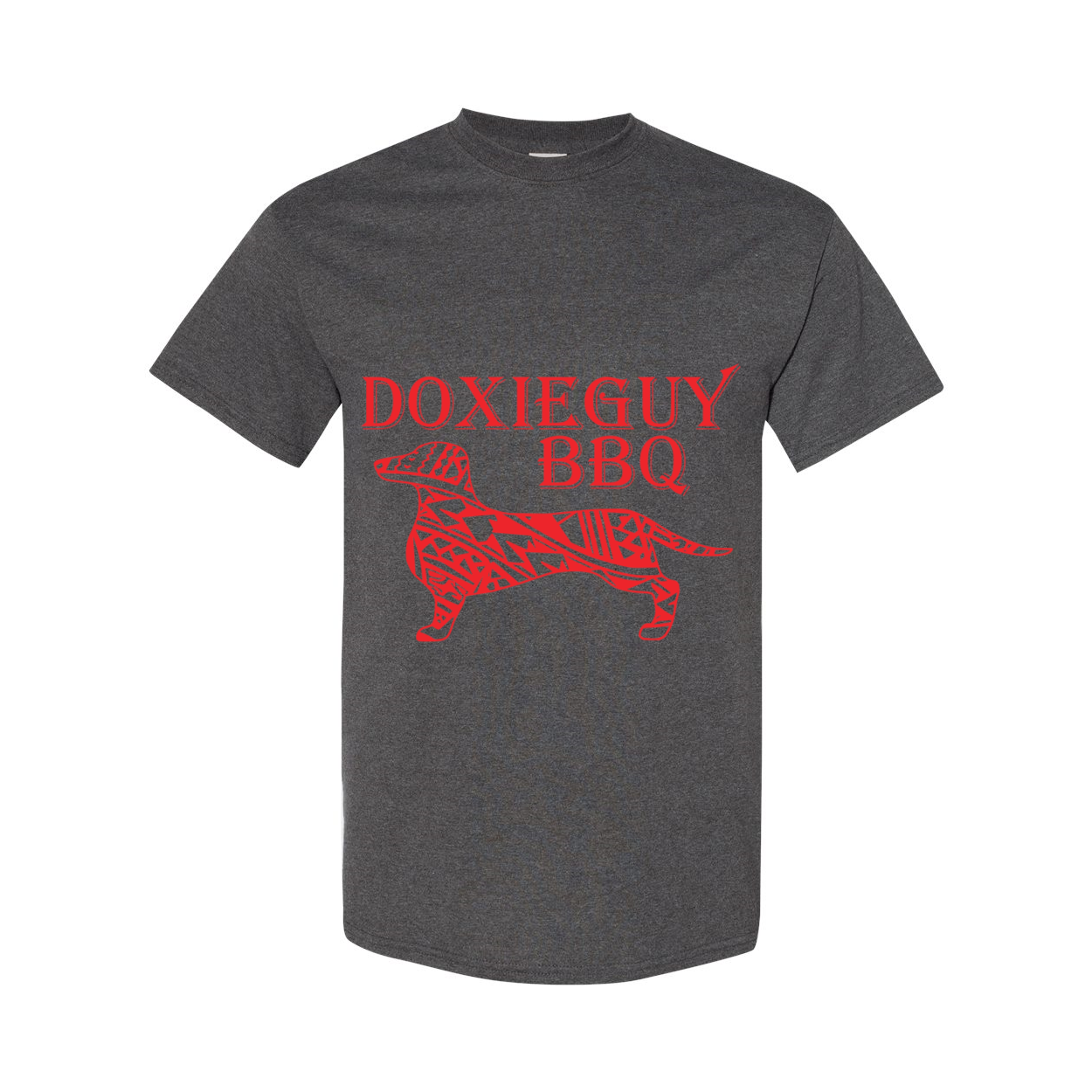 DoxieGuy BBQ Front Logo Heavy Cotton T-Shirt in various colors, showcasing its comfortable fabric and stylish design.