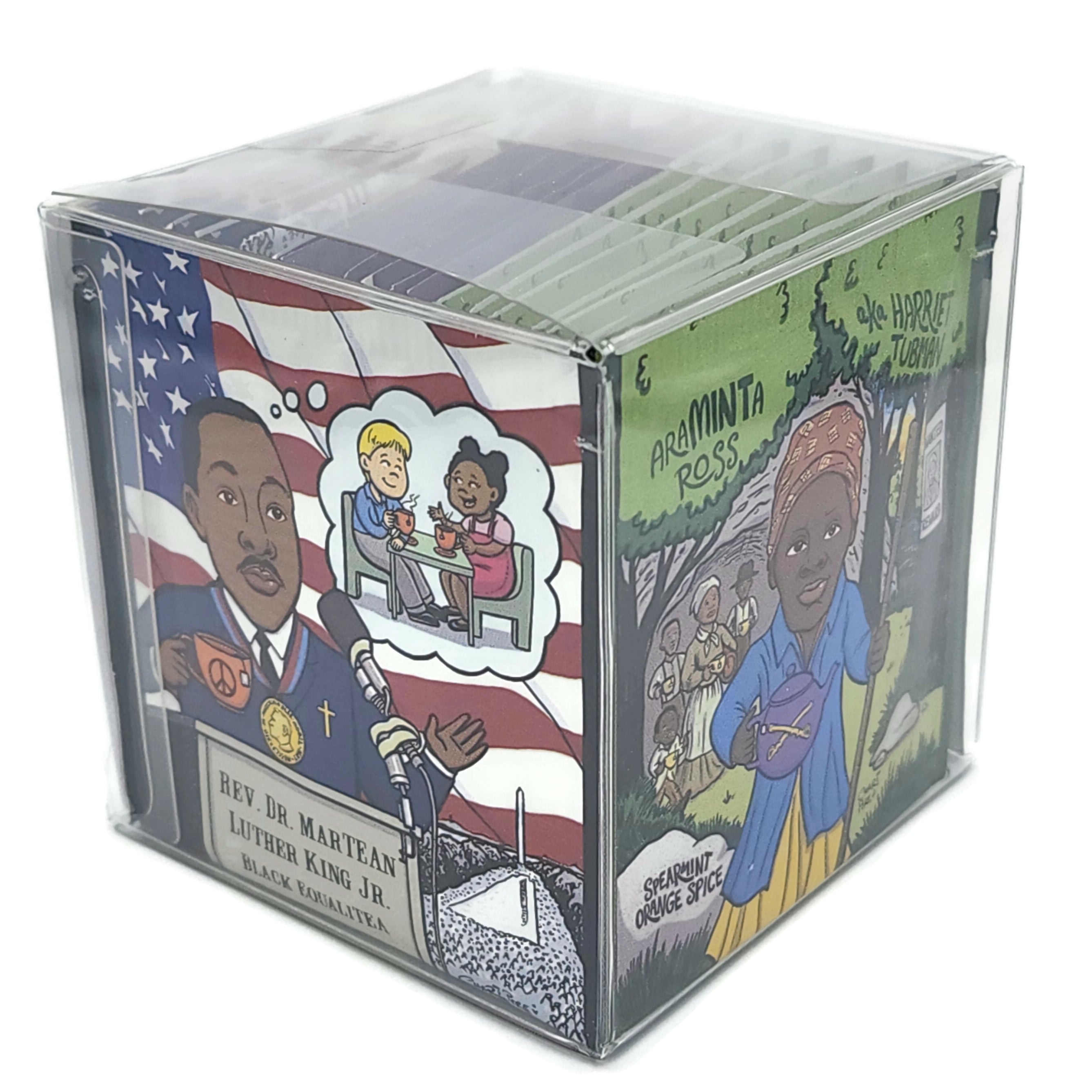 EqualiTEA Tea Sampler featuring a variety of organic tea bags in eco-friendly packaging, honoring heroes of equality.