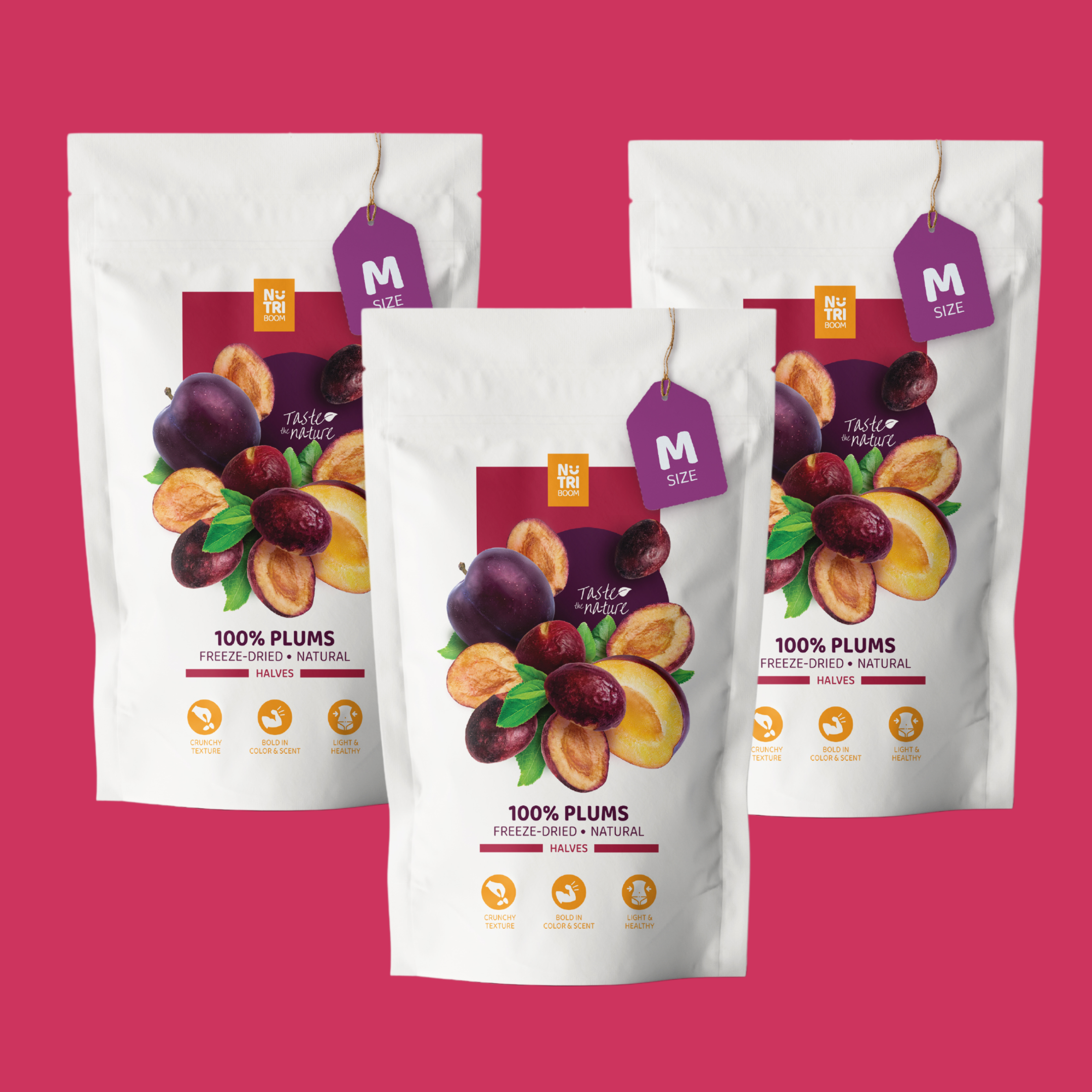 A bowl of freeze-dried plums showcasing their vibrant color and texture, perfect for healthy snacking.