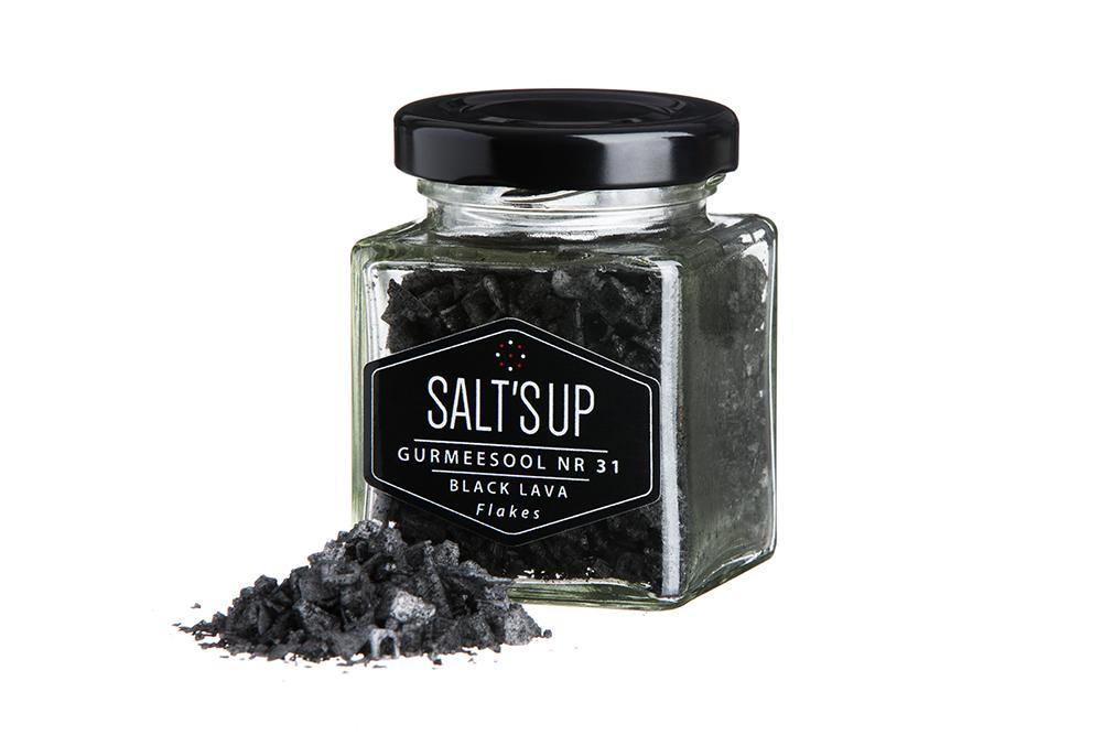 A beautifully arranged gift box containing three jars of gourmet salt flakes: Cyprus White, Smoked Salt, and Black Lava flakes, each with unique textures and flavors.