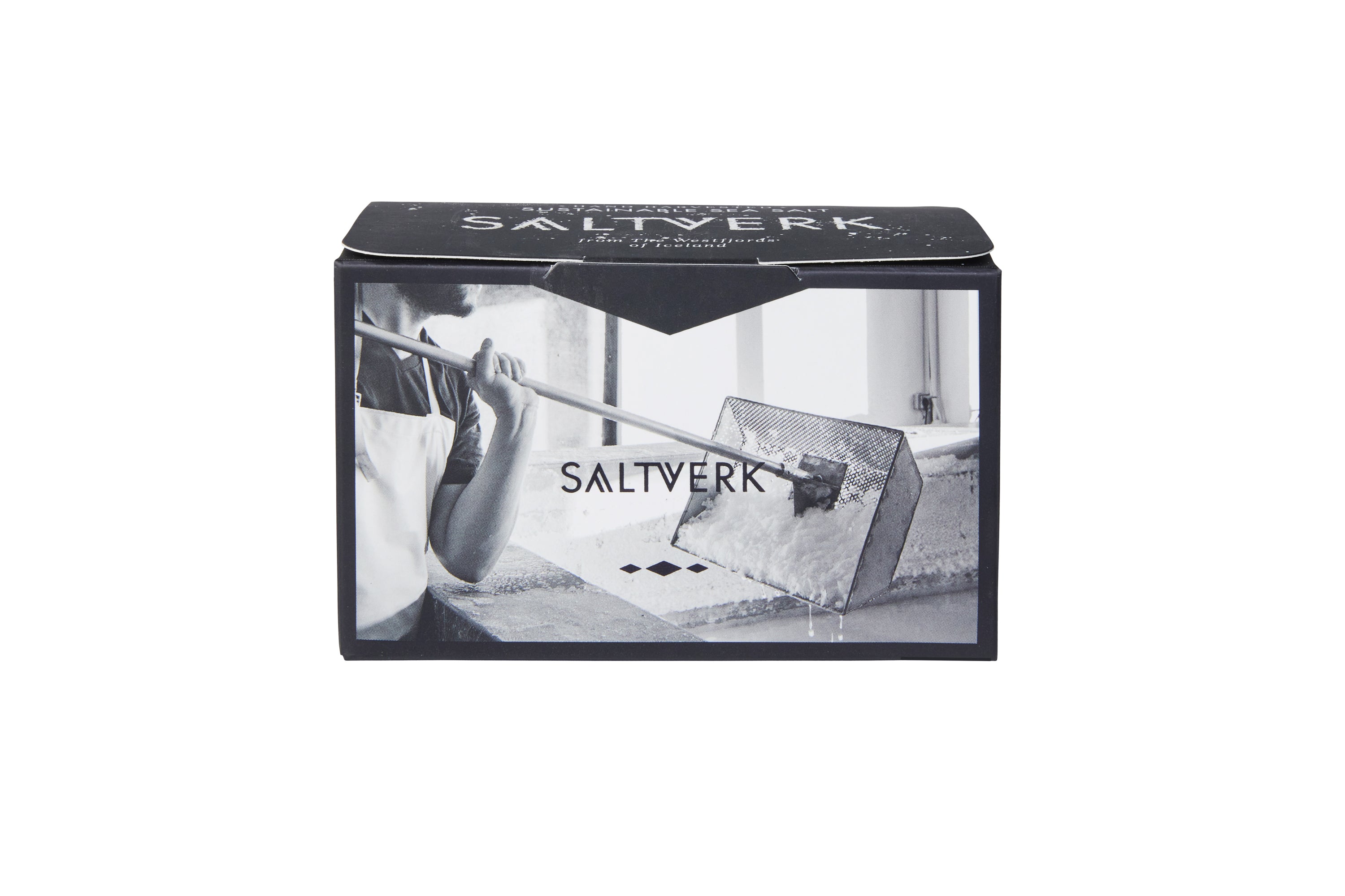 Gift box containing Lava salt and Pure Flaky Sea salt, elegantly packaged for gifting.