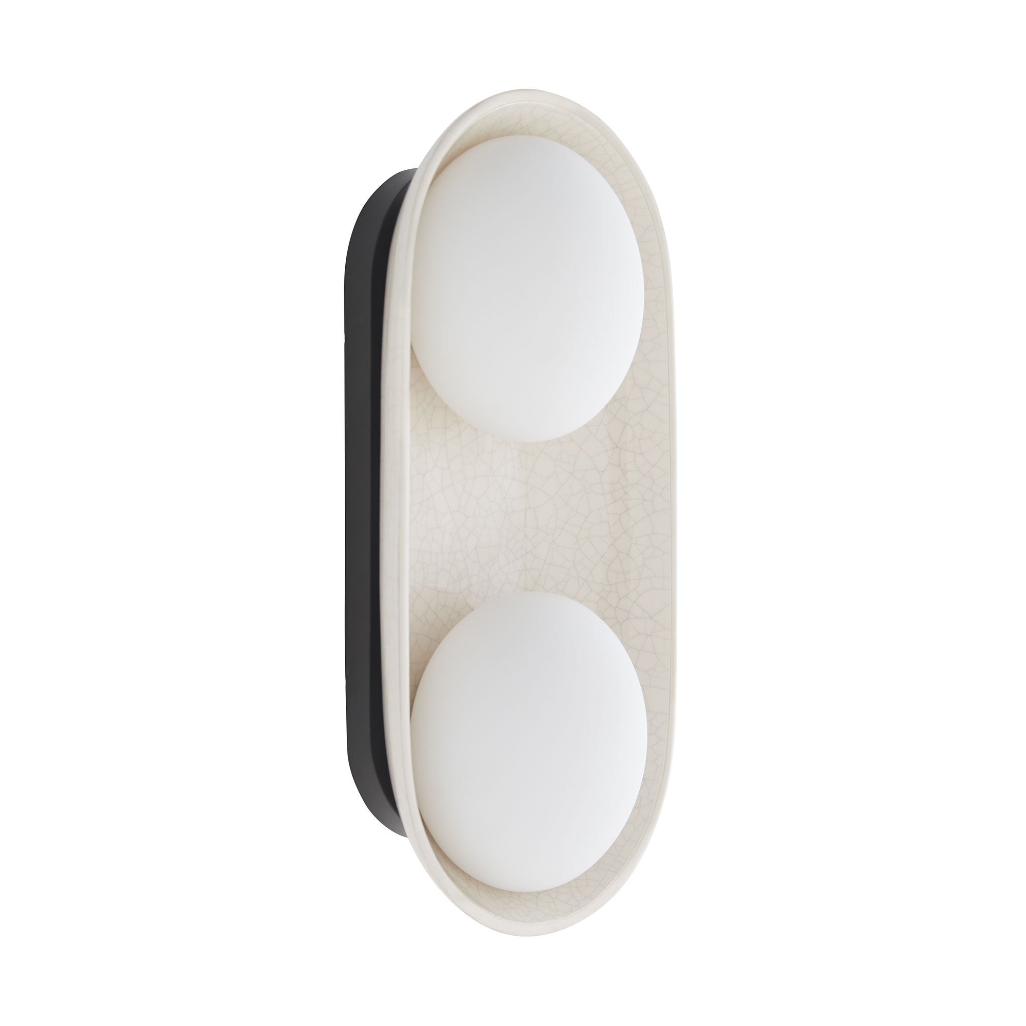 Glaze Large Sconce featuring ivory stained crackle glaze and double frosted glass lights, perfect for modern interiors.