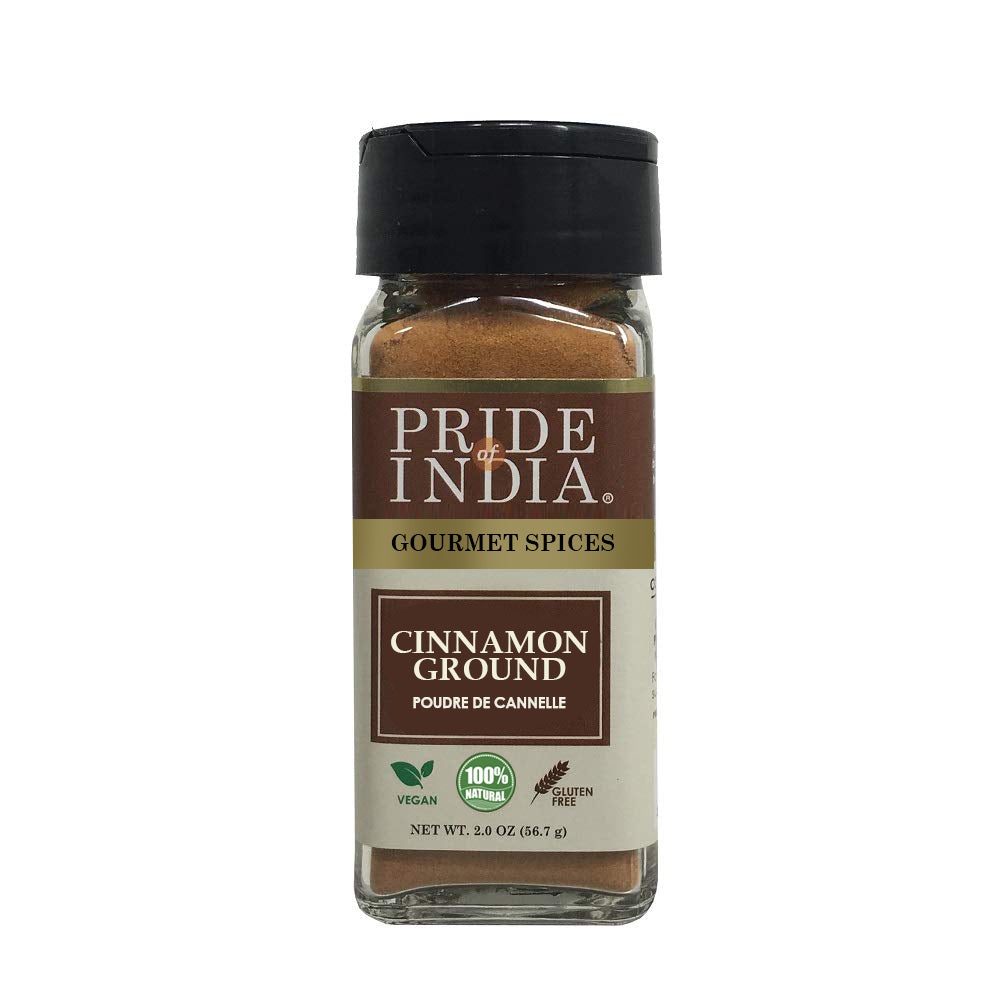 A jar of Gourmet Cinnamon (Indian) Ground showcasing its rich brown color and dual sifter cap for easy dispensing.