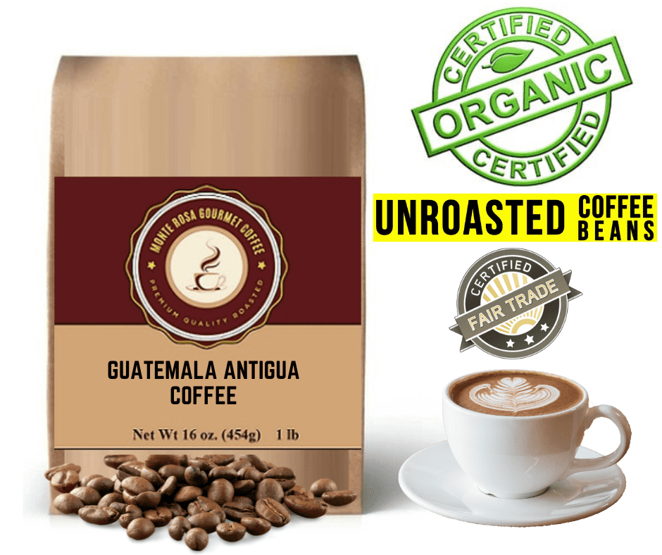 A bag of Guatemala Antigua Coffee - Green/Unroasted showcasing its premium quality and rich heritage.